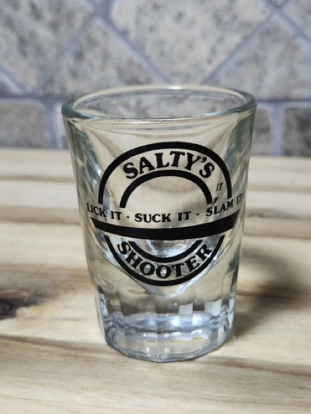 Shooter Shot Glass - Clear Glass with Black Logo